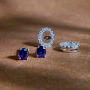 Natural Blue Sapphire Diamond Earrings D0.64ct d0.232ct. 18K